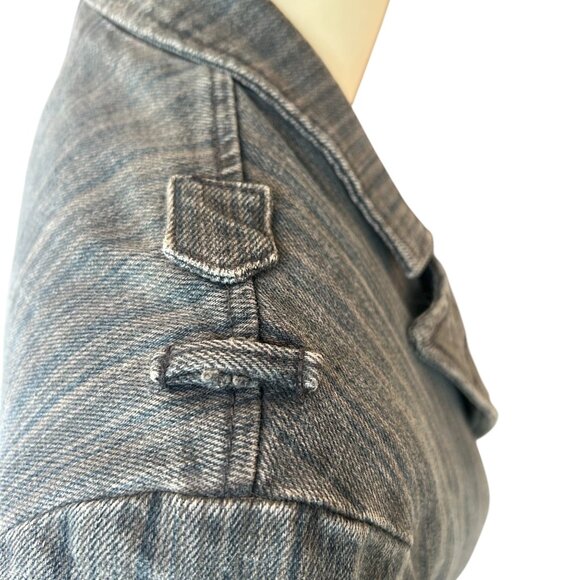 Y2K Henry Duarte Denim Jacket Blazer M Gossip Girl Military Rock Star Blue - Picture 2 of 4